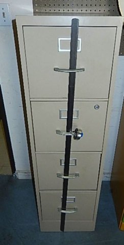 4 DRAWER STEEL FILE CABINET 52 INCHES TALL BY 15 INCHES: 52 INCHES TALL BY 15 INCHES WIDE BY 18 INCHES DEEP