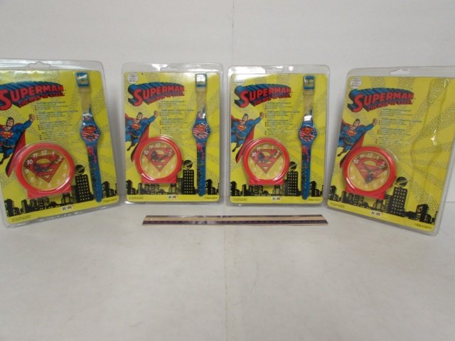 SUPERMAN MAN OF STEEL CLOCK/WATCH (4) ALL ARE IN: ALL ARE IN ORIGNAL PACKAGING, ONE IS MISSING A WATCH