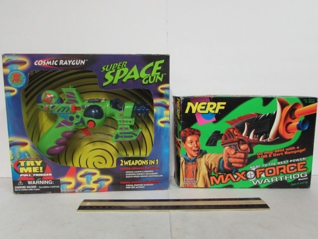 SUPER SPACE GUN & NERF GUN BOTH ARE IN ORIGINAL: BOTH ARE IN ORIGINAL PACAKGING,