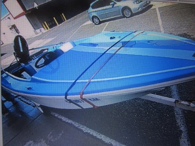 1964 PERFORMER SPEED BOAT WITH TRAILER: BLUE AND WHITE FOUR SEATER, BOAT IS 15' 4" x 6'6", THE TRALER IS 16' LONG, THE BOAT'S CF 6072 CM, MERCURY MOTOR 65 HP FOUR