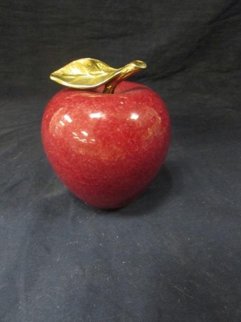 RED STONE APPLE PAPER WEIGHT 4" TALL: 4" TALL