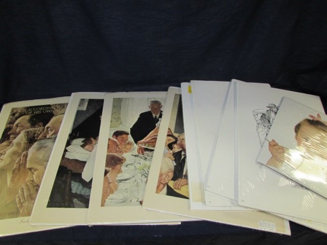 NORMAN ROCKWELL TINTED PRINTS MATTED READY TO FRAME,: MATTED READY TO FRAME, TITLED: FREEDOM FROM FEAR, FREEDOM FROM WANT, FREEDOM FROM SPEACH, & MORE