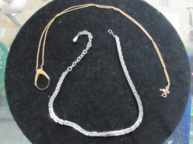 TRIFARI NECKLACES (2): SILVER-TONED IS 8", GOLD-TONED IS 16"