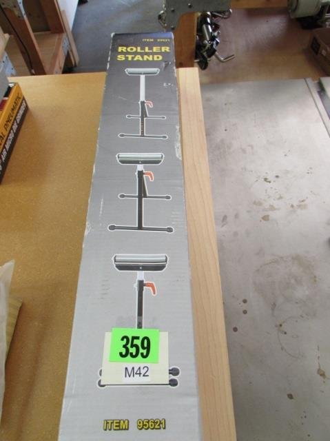 HARBOR FRIGHT ROLLER STANDS: IN ORIGINAL BOX, HEIGHT ADJUST FROM 26" 3/4 - 42" 3/4 HIGH