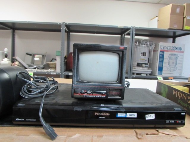 DVD RECORDER, PORTABLE TV, STEREO (3): PANASONIC DVD RECORDER, GOLDBEAM PORTABLE TV / AM-FM RADIO, SONY MEGA BASS STEREO