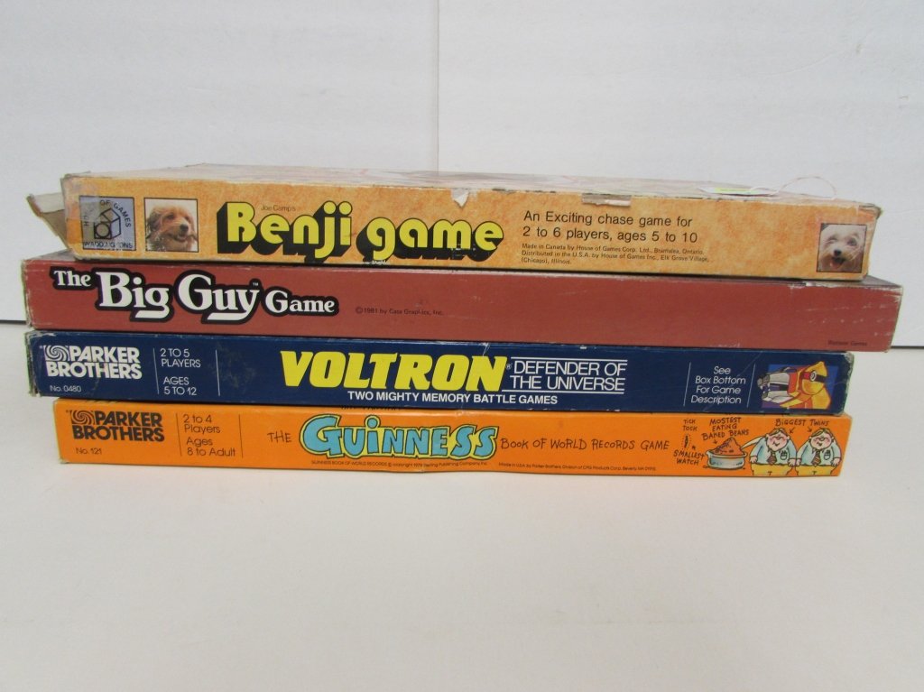 4 VINTAGE BOARD GAMES: BENJI GAME, THE BIG GUY GAME, VOLTRON, & THE GUINESS