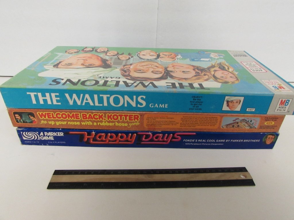 3 VINTAGE BOARD GAMES: HAPPY DAYS, WELCOME BACK KOTTER, THE WALTONS GAME