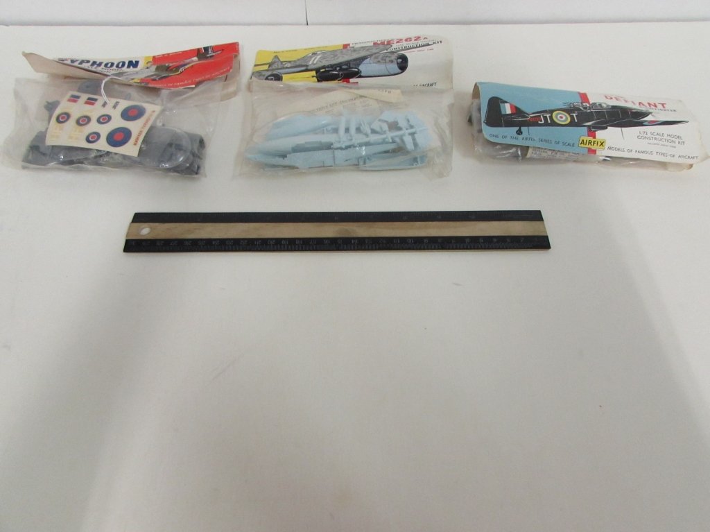 3 PLASTIC AIRCRAFT MODEL KITS: ALL ARE IN ORIGINAL PACKAGING, TYPHOON, MESSERSCHMIT T ME262A, & BOULTON & PAUL DEFIANT NIGHTFIGHTER