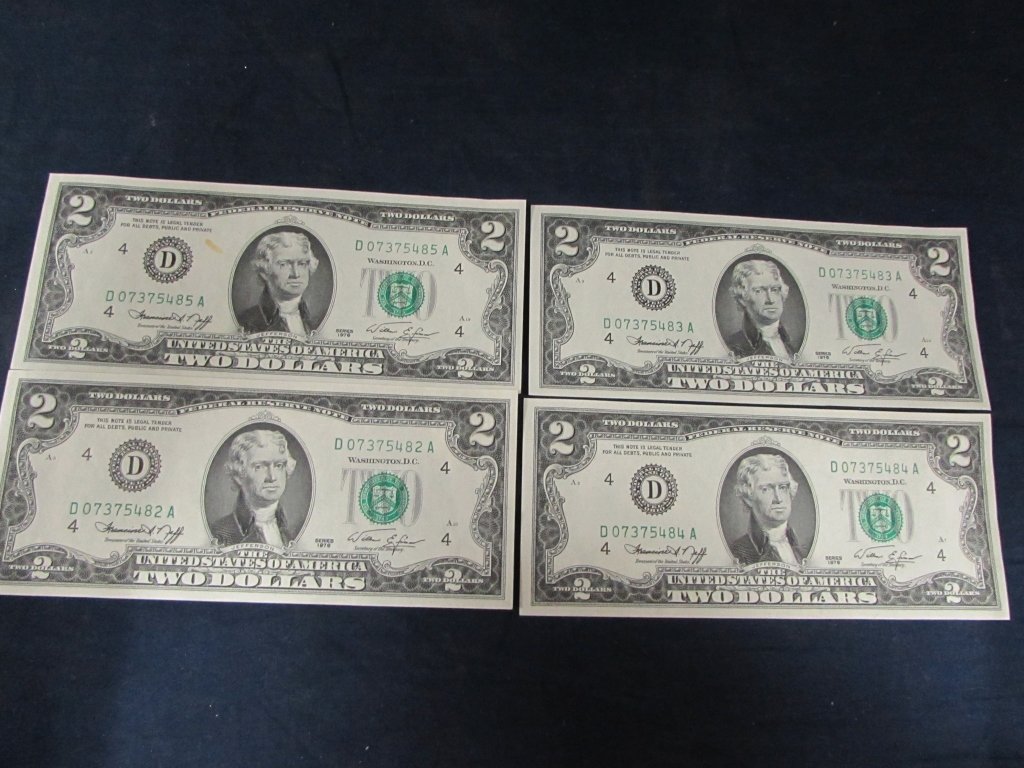 TWO DOLLAR BILLS (4): TWO DOLLAR BILLS (4)