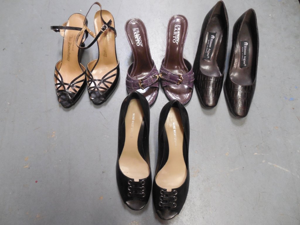 LADIES DRESS SHOES (4): LADIES DRESS SHOES (4) SIZE 4.5-5.5 - BRAND NAMES FRANCO SARTO, NINE WEST, AETIENNE AIGNER (SPAIN) AND SUNSET WEST