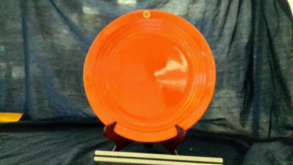 Bauer Large orange charger: Large Orange Charger includes paper label and marked Bauer Pottery Company Los Angeles 