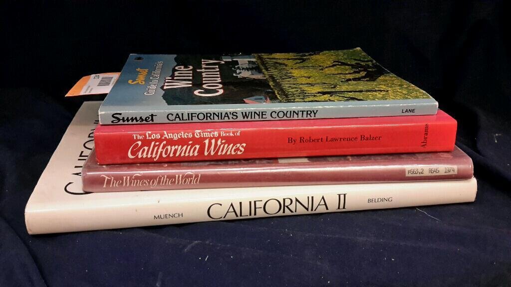 California Wine Books and other Wine Books (4): California Wines, Sunset Guide to California Wines, California II, Wines of the World. Good condition.