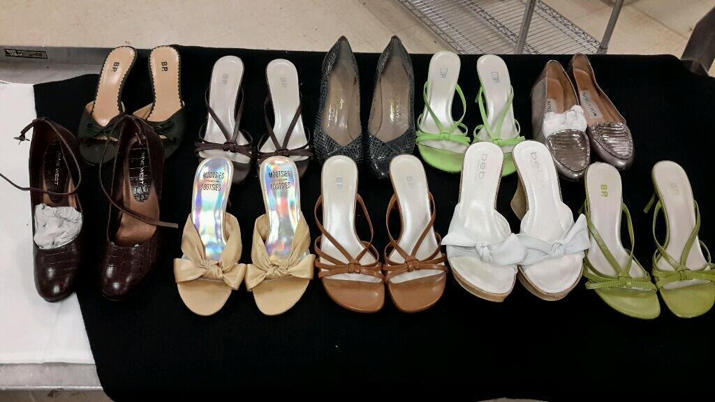 Ladies' Shoes (10 pair): slip on heels, loafers Nine West heels sizes 5 - 5.5 - 6