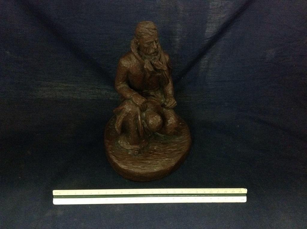 J. Largo Bronze Sculpture Titled Cowboy: Brown bronze cowboy figure