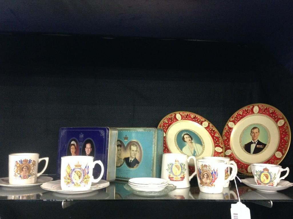 Queen Elizabeth Souvenir Plates, Cups and Saucers and: Coronation Mugs, Silver Jubilee and others