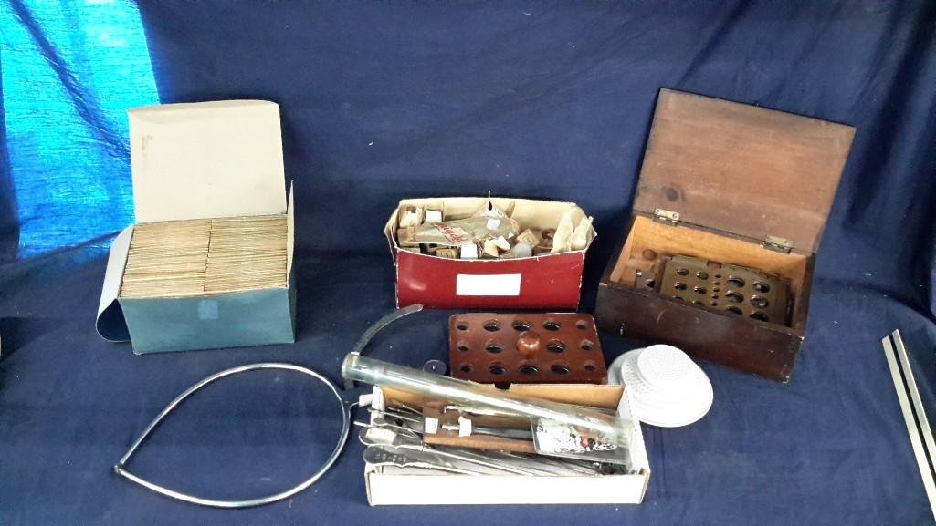 Vintage Medical and Pharmaceutical Supplies: Medical tool parts, pharmaceutical measuring devices, gauze pads and more