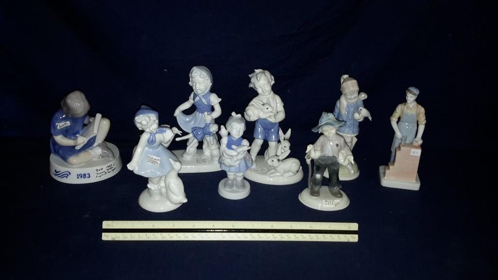 B&g plus German figures: One marked bing and grondahl 1983, some stamped Germany, various markings see pictures
