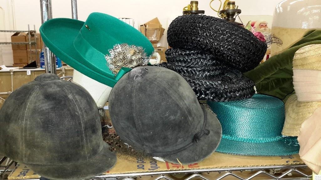 Collection of Ladies Vintage Hats (21): Nice Collection of Various Vintage Ladies Hats. Collection includes two velvet riding hats, decorated straw hats, a small fur circle hat and more. Most are in fair to good condition.