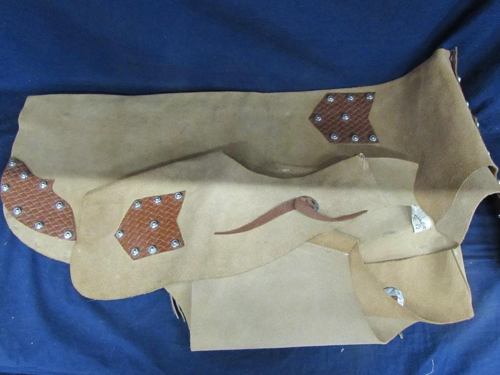 Child's Leather Cowboy Chaps and vest: Lasso'em Bill, Size 12, the vest needs minor repair