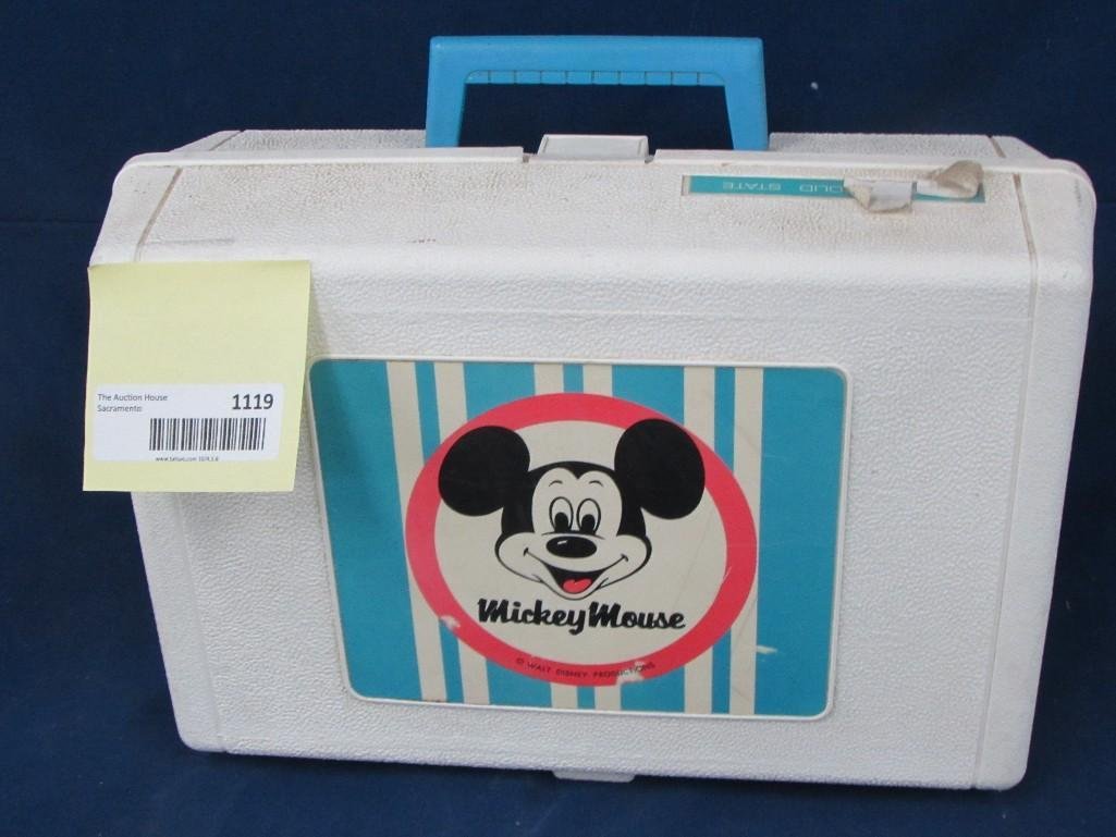 Vintage Mickey Mouse Record Player: Cute "Sears" portable record player. Plays 45s.