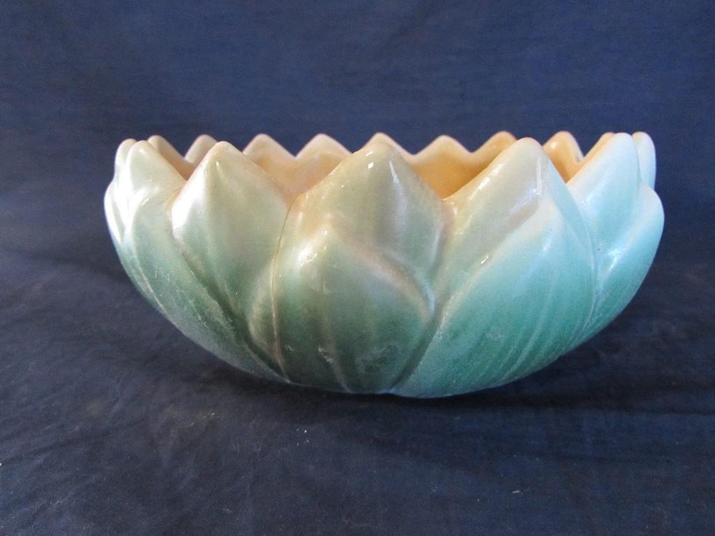 Weller Ware Lily Pad Vase: 3.25" x 7.5" tall. Ceramic in good condition. 