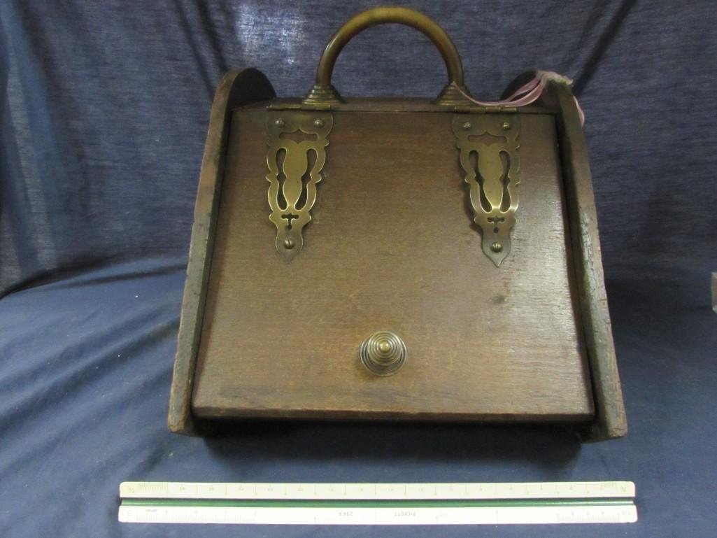 Vintage wood Coal box: Coal box for fireplace heat, 10" x 11.5" x 17.5" 