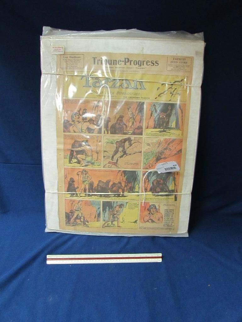 Vintage Northern Sacramento County California News: Tribune-Progress news paper comics of Tarzan by Edgar Rice Burroughs. Measures 23.5" x 18"