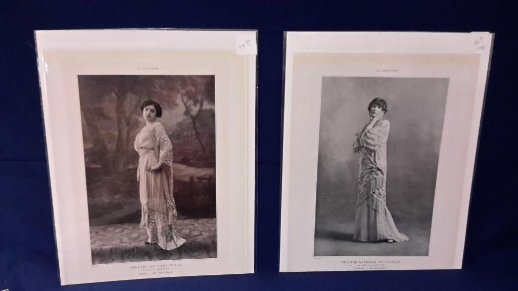 Vintage Le Theatre black and white prints (56): Authentic Le Theatre advertisement prints, some prints are from 1906 to 1920s, Paris, Prints depicts woman in the Edwardian era and the roaring 20s.