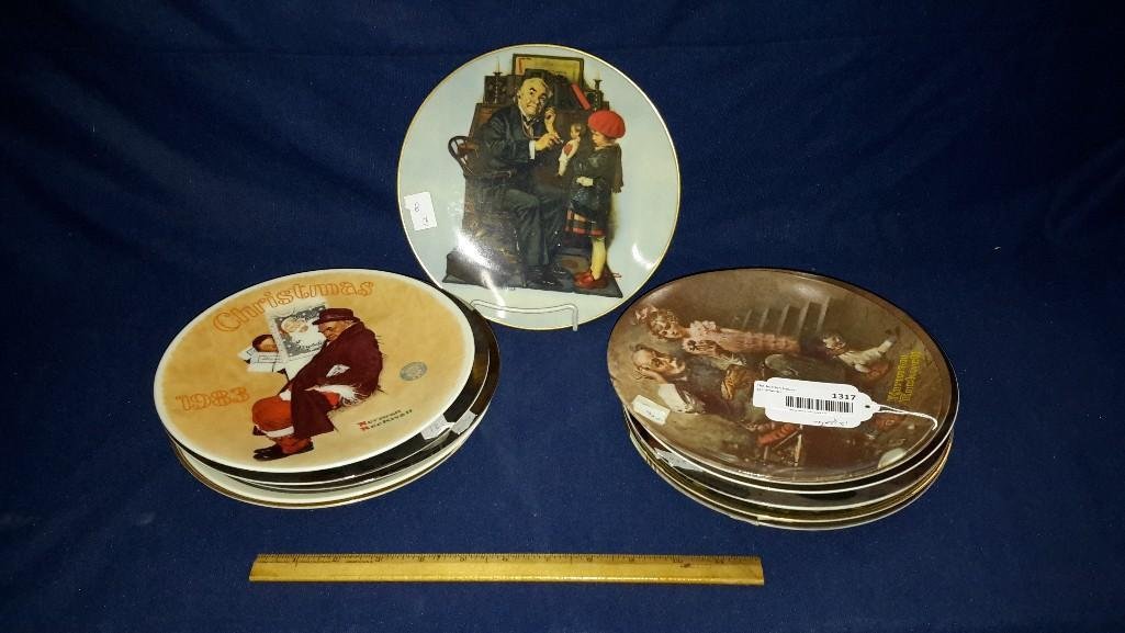 Vintage Lot of Plate (12): Stamped Knowles "Norman Rockell" , plates depicts different scenes of man & child and more.