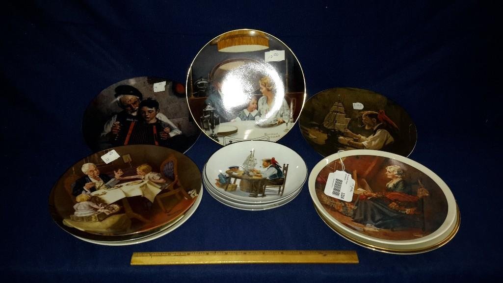 Vintage Salad Plates (12): 3 dessert plates, 9 salad plates all "Norman Rockwell".