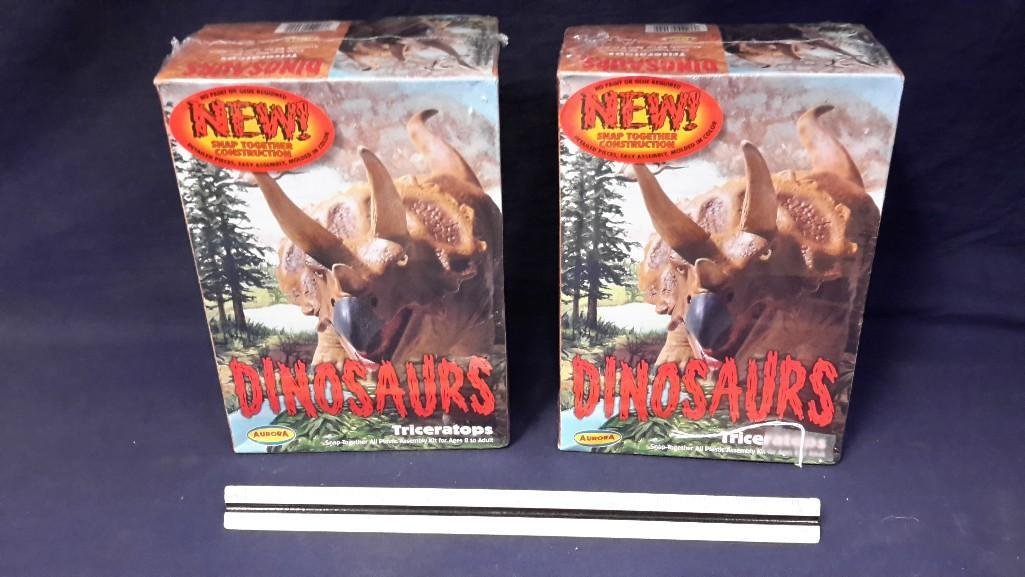 Aurora Dinosaurs Triceratops Model Kits (2): Both are in original packaging