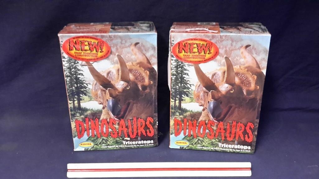 Aurora Dinosaurs Triceratops Model Kits (2): Both are in original packaging