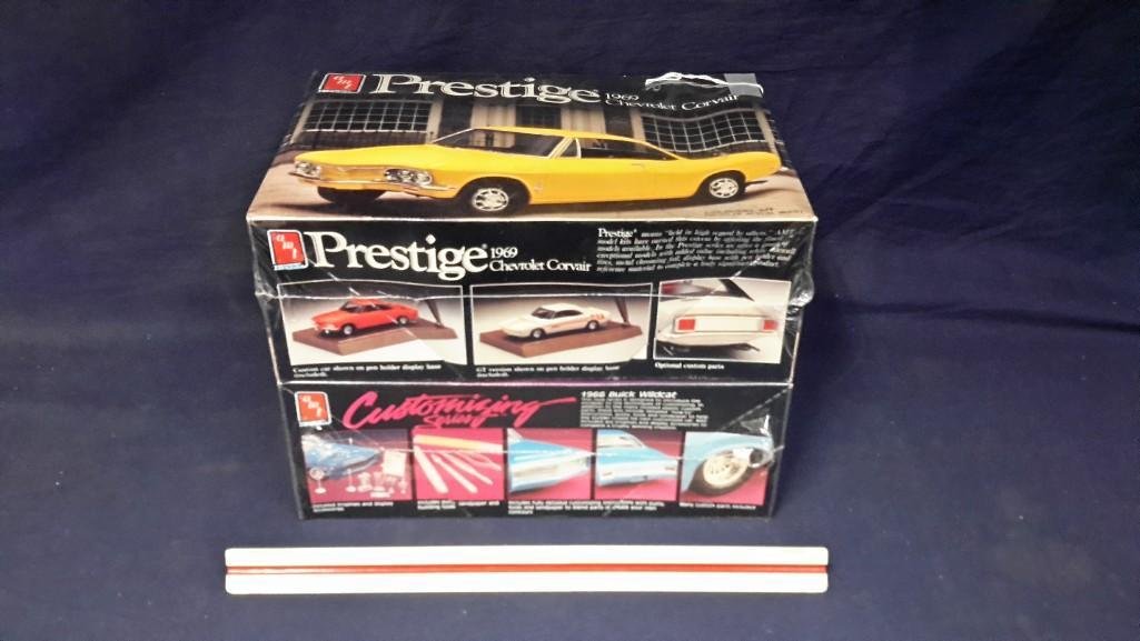 Vintage Plastic Car Model Kits (2): Both are in original packaging, Prestige 1969 Chevrolet Corvair, & 1966 Buick Wildcat