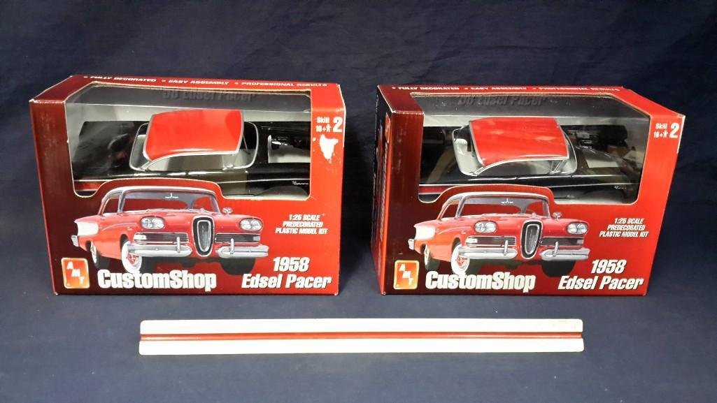 AMT Custom Shop 1958 Edsel Pacer Model Car (2): Both are in original packaging, predecorated plastic model kit