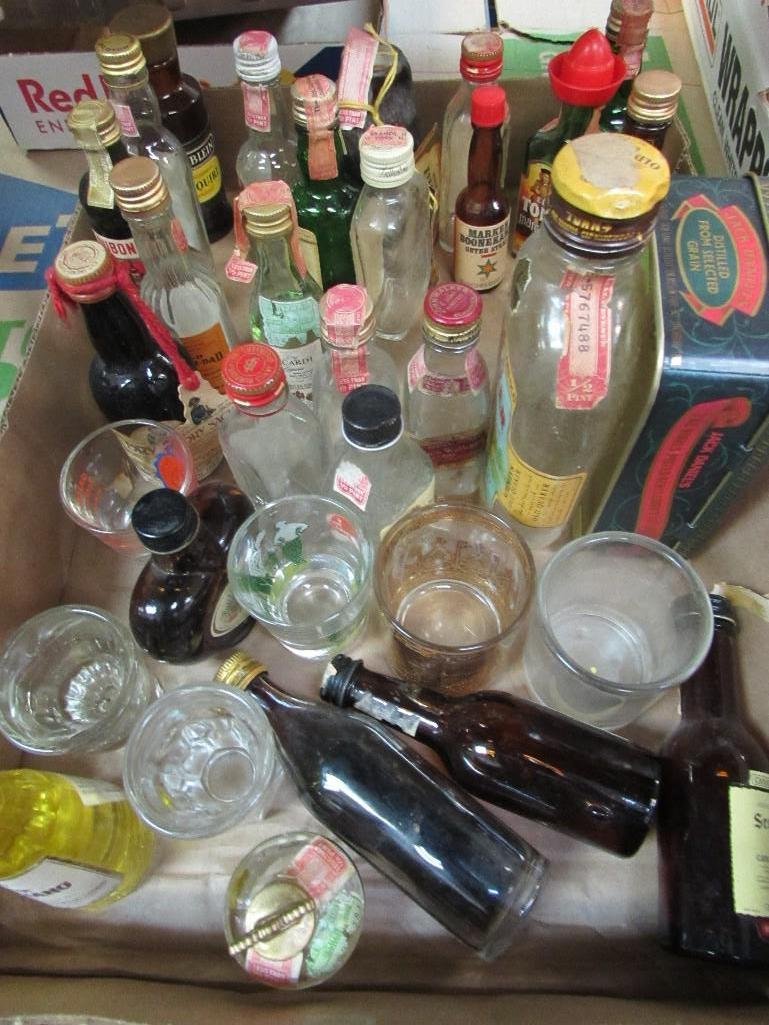 Mini Bottle and Shot Glass Collection: Ranging in size from 2 1/4" to 6 1/2". 