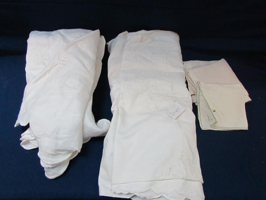 Collection of Table Linens (4): Two table cloths and more...
