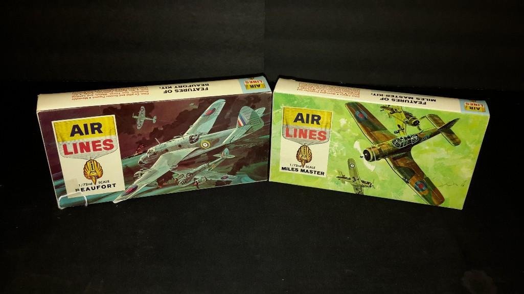 Air Lines Vintage Plastic Aircraft Model Kits (2): Beaufort and Miles Master model kits 