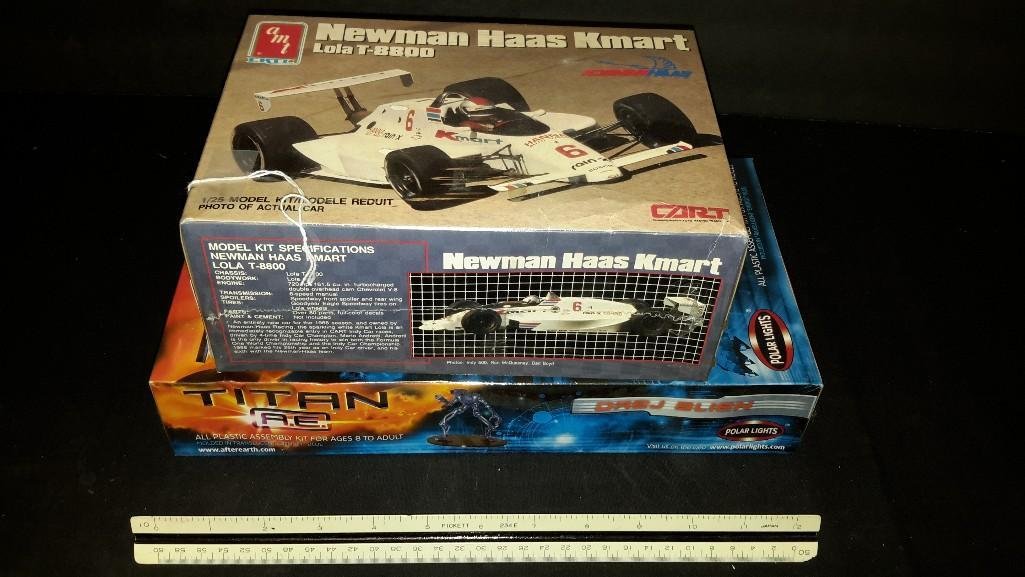 Plastic Model Kits (2): Both are in original plastic, Newman Haas Kmart & Titan A.E. Drej Aliean