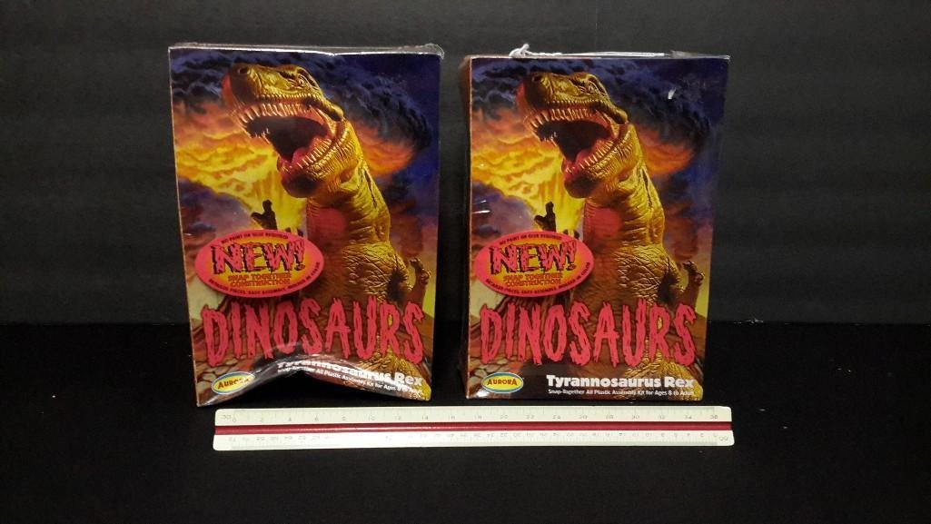 Aurora Dinosaurs Tyrannosaurus Rex Model kits (2): Both are in original plastic 
