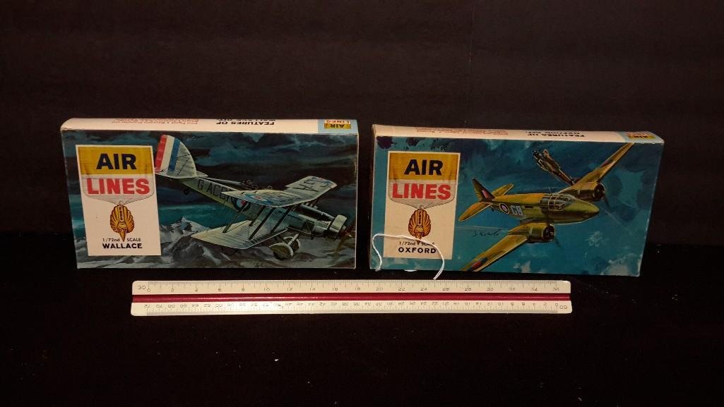 Air Lines Vintage Plastic Aircraft Model Kits (2): Wallace and Oxford model kits