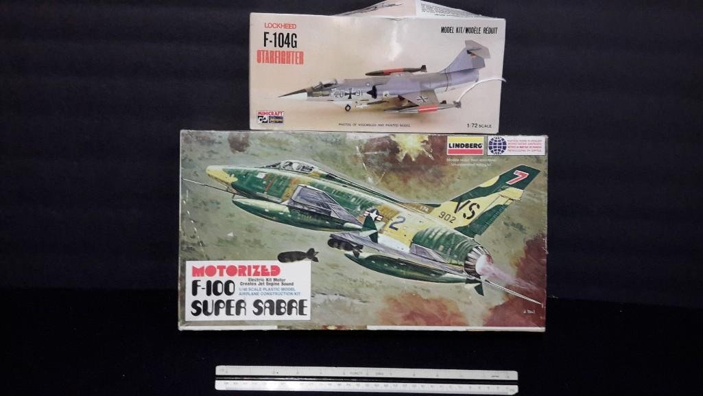 Vintage Aircraft Model Kits (2): F-104 Starfighter & Motorized f-100 super sabre