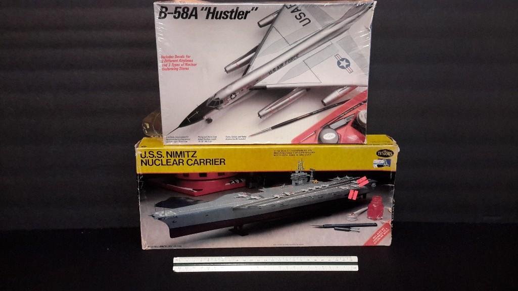 Plastic Model Kits (2):  Convair B-58A "hustler" & USS Nimitz Nuclear Carrier