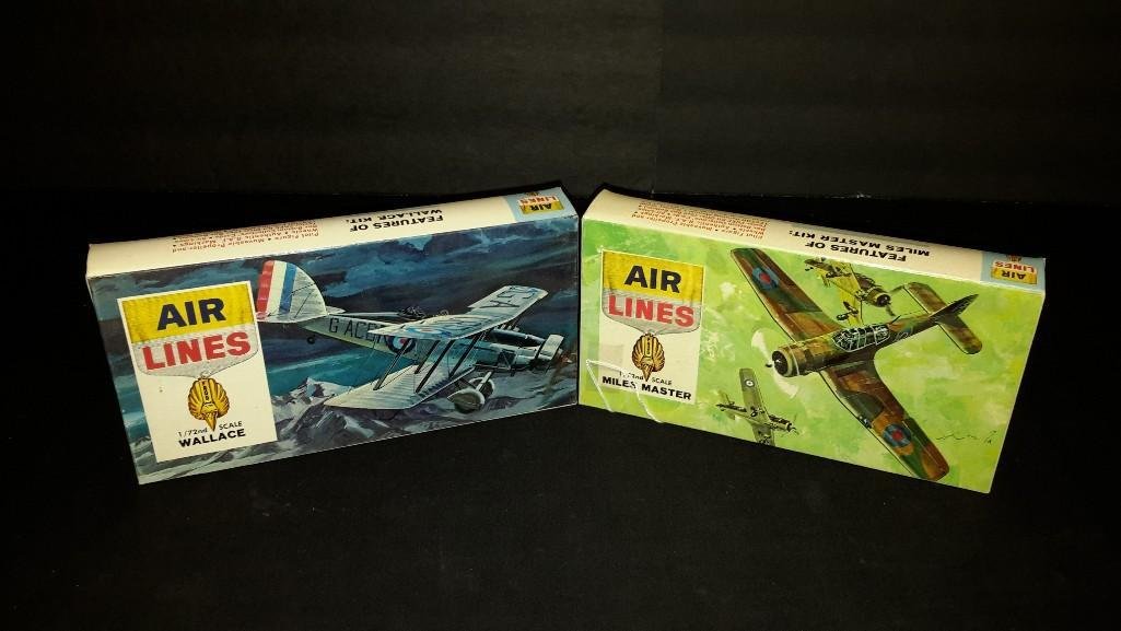 Air Lines Vintage Plastic Aircraft Model Kits (2): Miles Master & Wallace model kts