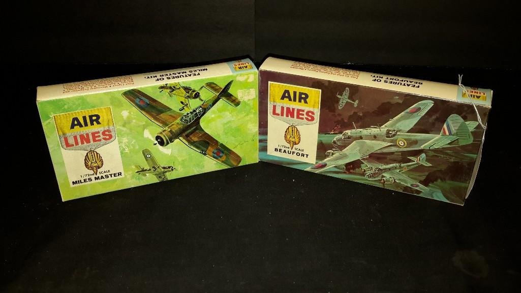Air Lines Vintage Plastic Aircraft Model Kits (2): Miles Master & Beaufort model kits 