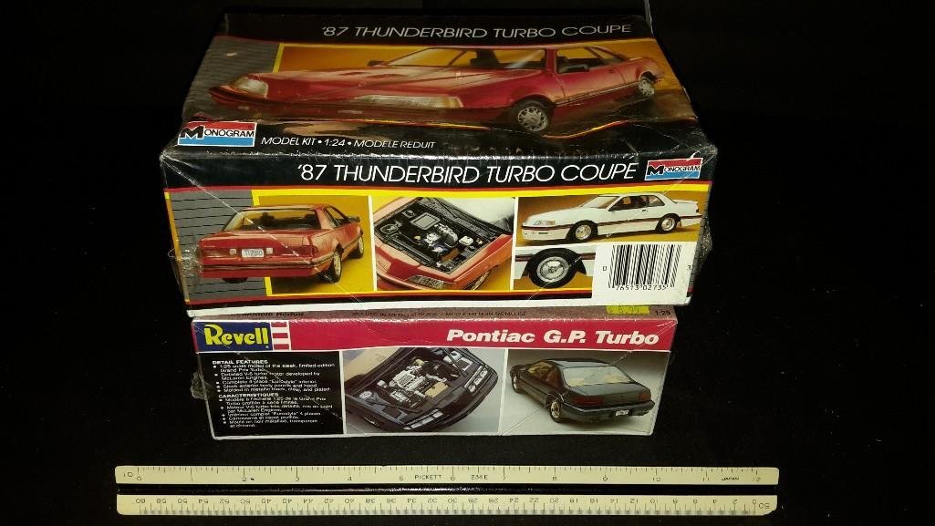 Plastic Car Model Kits (2): Both are sealed in original plastic, '87 Thunderbird Turbo Coupe & Pontiac G.P. Turbo