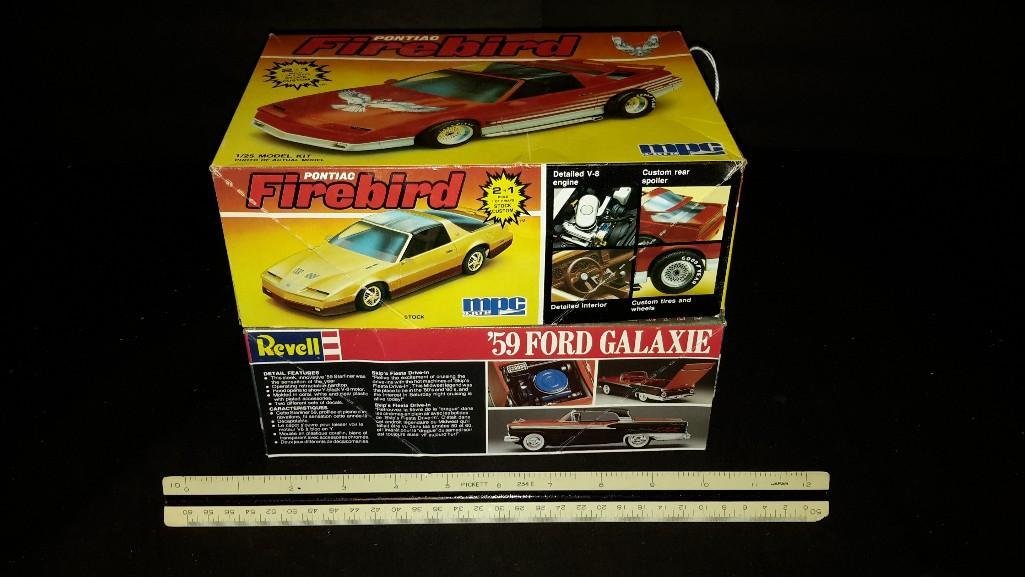 Vintage Plastic Car Model Kits (2): Pontiac Firebird & '59 Ford Galaxie