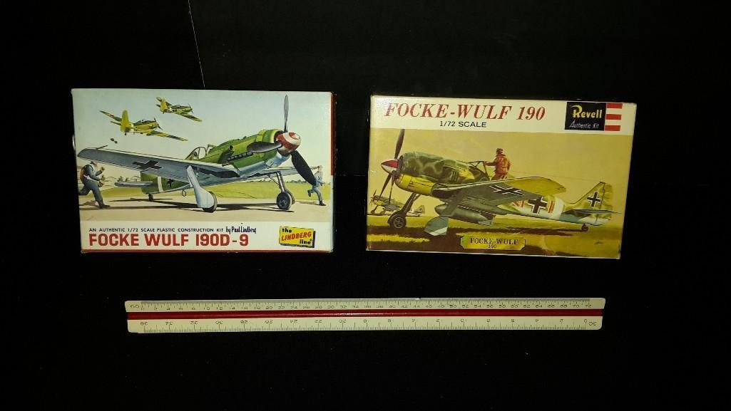 Vintage Plastic Aircraft Model Kits (2): Focke Wulf 190D-9 & FW 190 Focke-Wulf model kits 