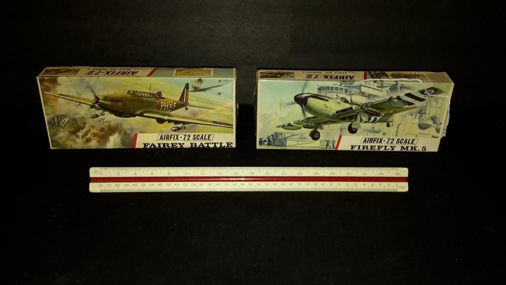 Airfix Plastic Aircraft Model Kits (2): Both are in original packaging, Firefly mk.5 & Fairey Battle