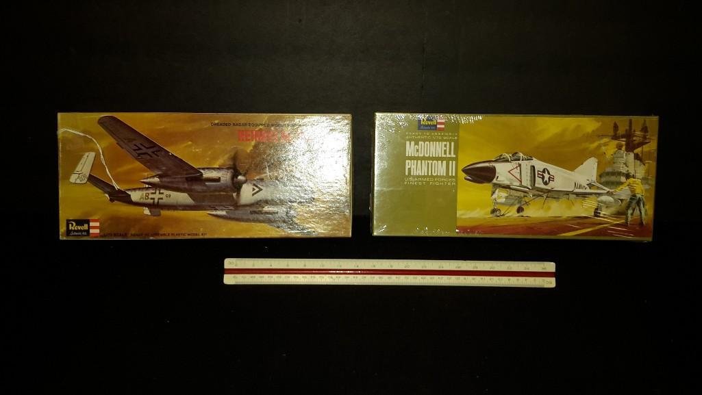 Revell Plastic Aircraft Model Kits (2): Heinkel He 219 Owl & McDonnel Phantom II Fighter model kits 