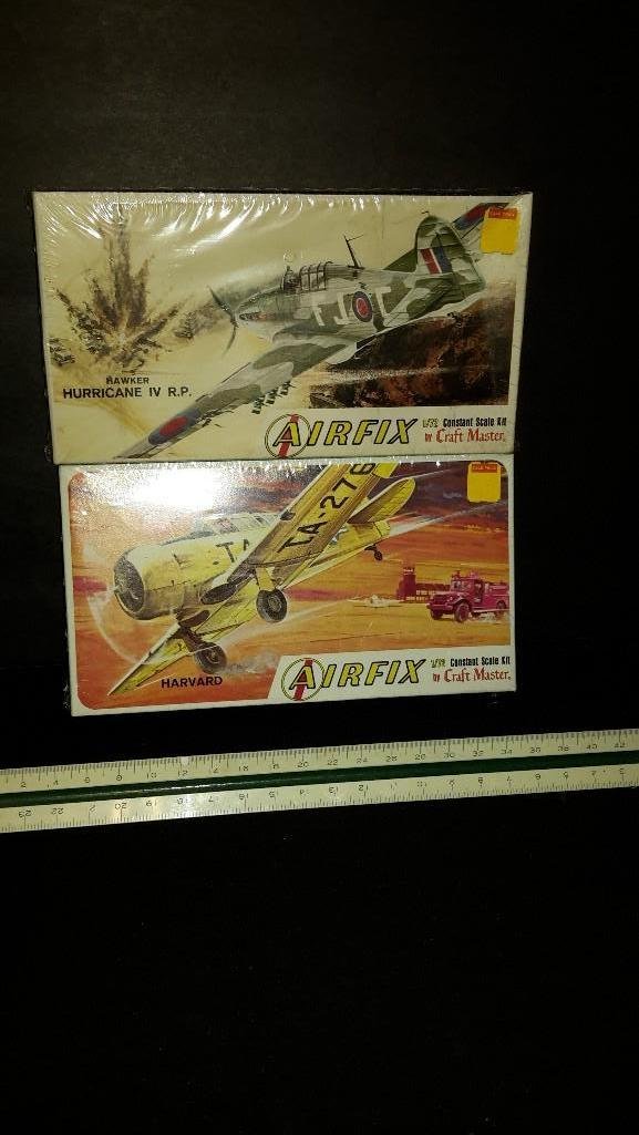 Airfix Plastic Aircraft Model Kits (2): Both are sealed in original packaging, Hawker Hurricane IV R.P., & Harvard model kits 